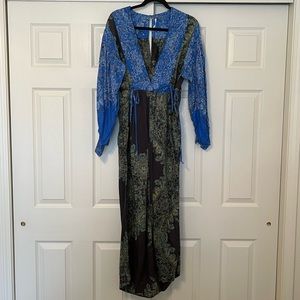Free People Blooming Fields Paisley Jumpsuit (Blue) - Small